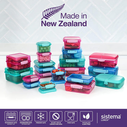 Sistema Lunch Box with Compartments ,1.4 L Lunch Cube ,Food Storage Container with Lid ,BPA-Free ,Assorted Colours