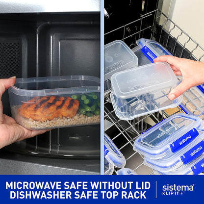 Sistema 886507 Klip It Plus Square Container Food Storage, Polypropylene, 1.15 liters, Clear