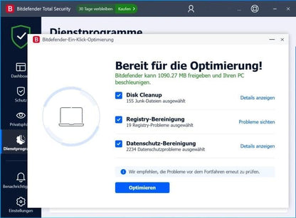 Bitdefender Total Security 3 Gerate / 18Mo DACH