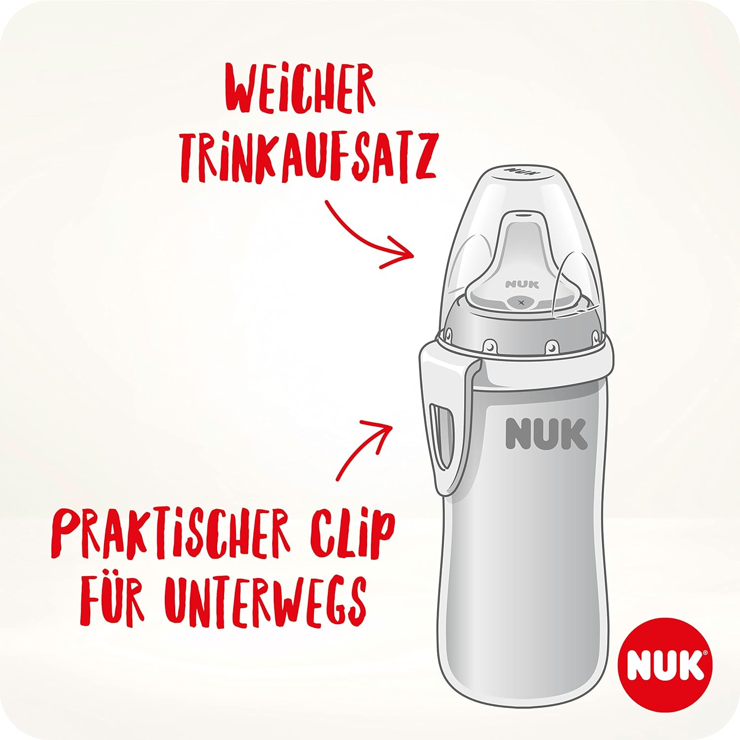 NUK Active Cup Toddler's Drinking Bottle, 12+ Months, Stainless Steel, Leak-Proof, Anti-Colic, BPA-Free, 215 ml, Pink Pink (Stainless Steel)