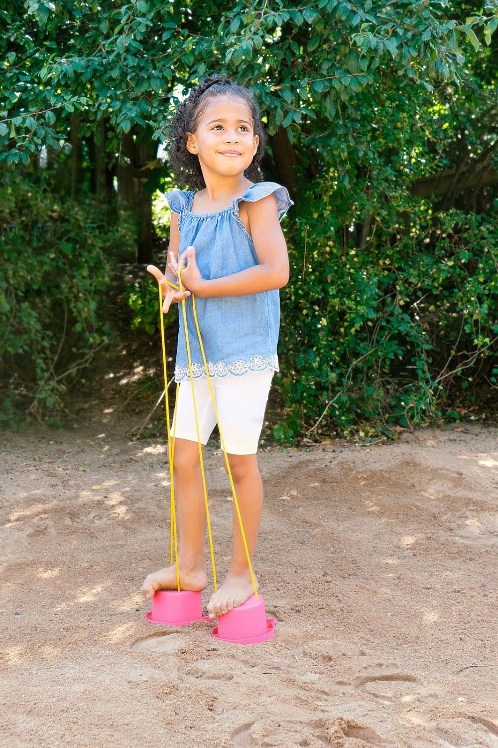 Lena 61412DF Hufeisen Stelzen, Topfstelzen Hufe, Laufdosen ca. 13 cm, Kindertopfstelzen zum Balance üben, Becherstelzen einfarbig, Eimerstelzen in Rosa, Laufdollis für Kinder ab 36 Monaten