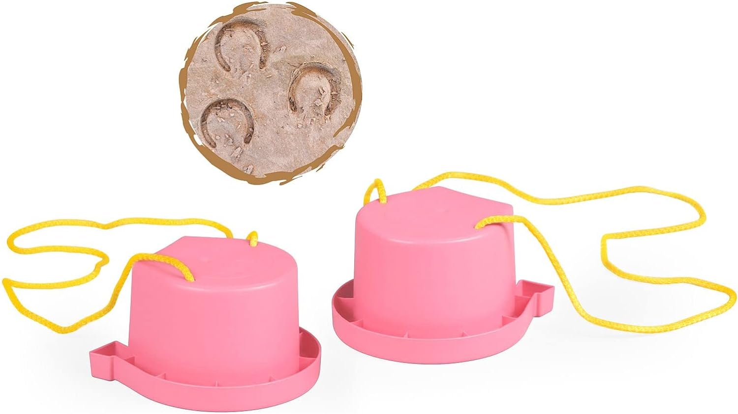 Lena 61412DF Hufeisen Stelzen, Topfstelzen Hufe, Laufdosen ca. 13 cm, Kindertopfstelzen zum Balance üben, Becherstelzen einfarbig, Eimerstelzen in Rosa, Laufdollis für Kinder ab 36 Monaten