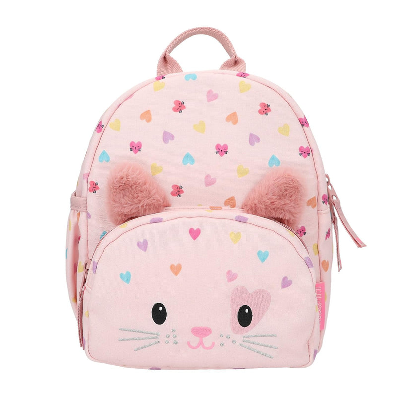 Depesche 12804 Princess Mimi Kitty Love - Rugzak in roze met kattengezicht en oren, schooltas met verstelbare riemen en hanger