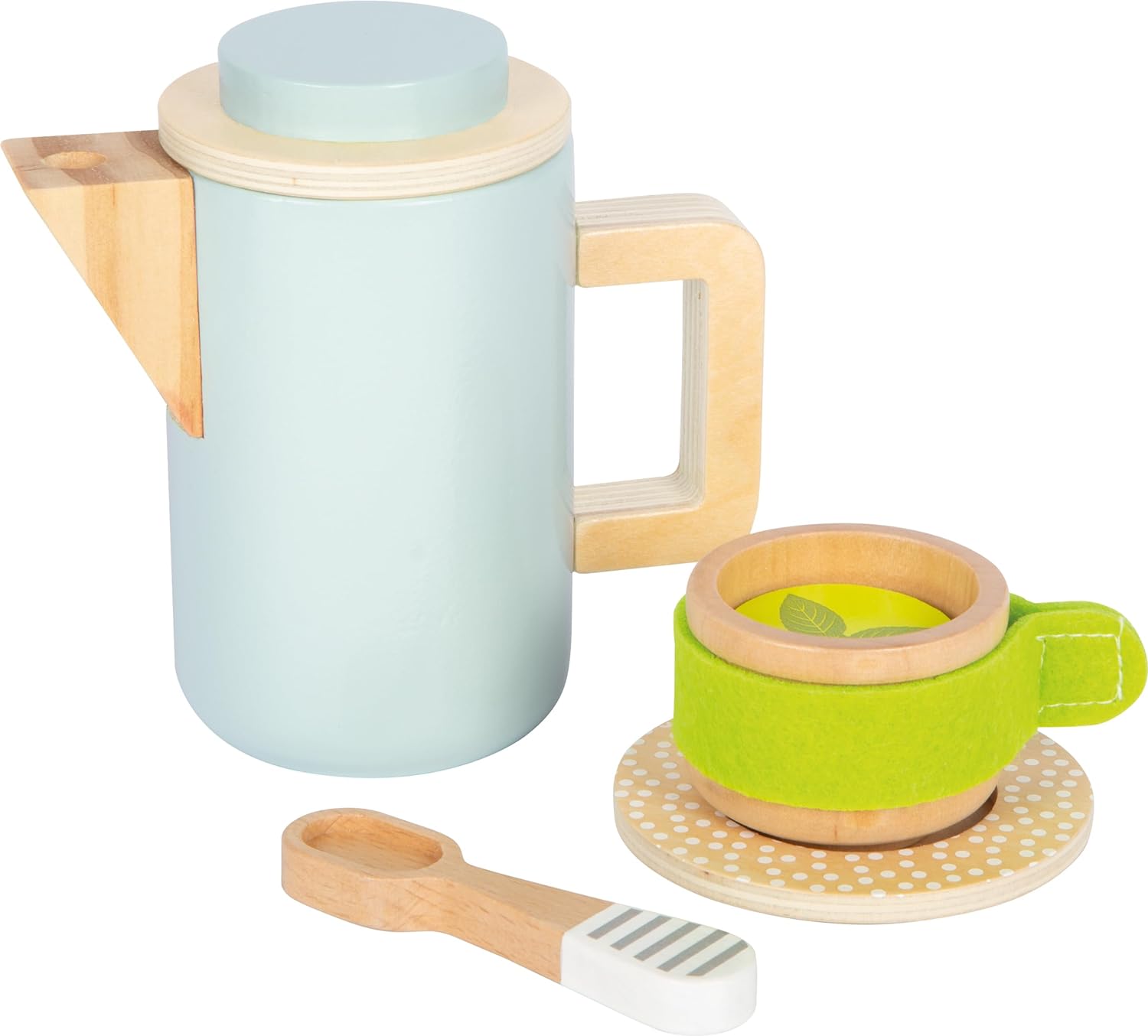 small foot Kaffee und Tee Set Kinderküche aus Holz, 15-TLG. Küchenspielzeug, Rollenspiel für Kinder ab 2 Jahren, 12484