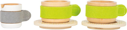small foot Kaffee und Tee Set Kinderküche aus Holz, 15-TLG. Küchenspielzeug, Rollenspiel für Kinder ab 2 Jahren, 12484
