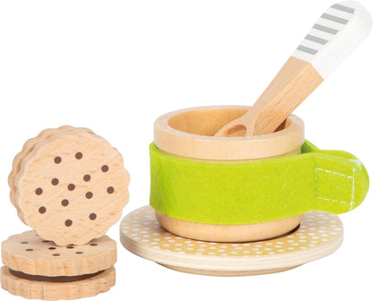 small foot Kaffee und Tee Set Kinderküche aus Holz, 15-TLG. Küchenspielzeug, Rollenspiel für Kinder ab 2 Jahren, 12484