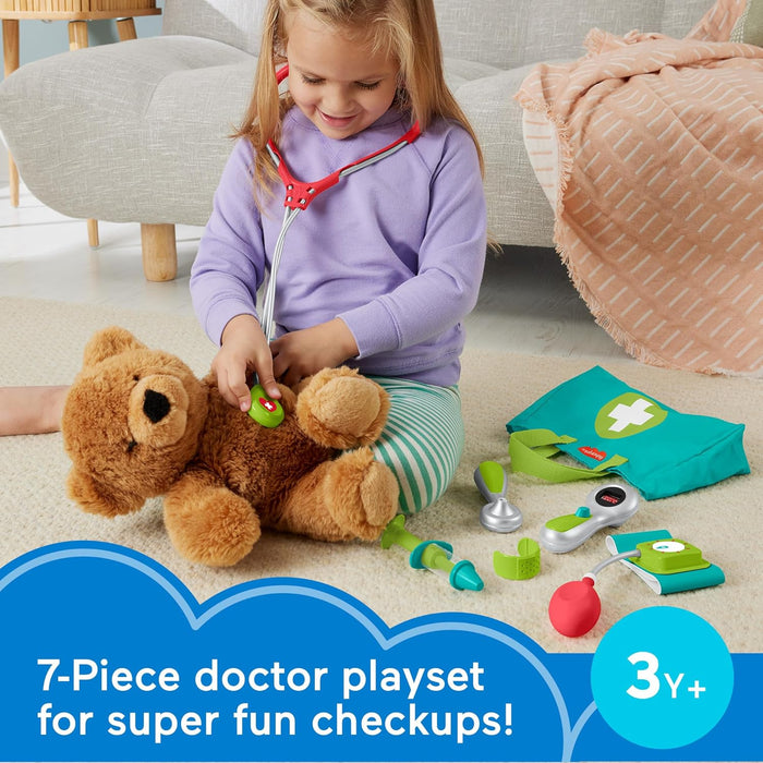 Fisher-Price Kit médico, juguete de imitación con estetoscopio y accesorios de medicina, con maletín de tela para transporte, juego de profesiones +3 años (HYH26