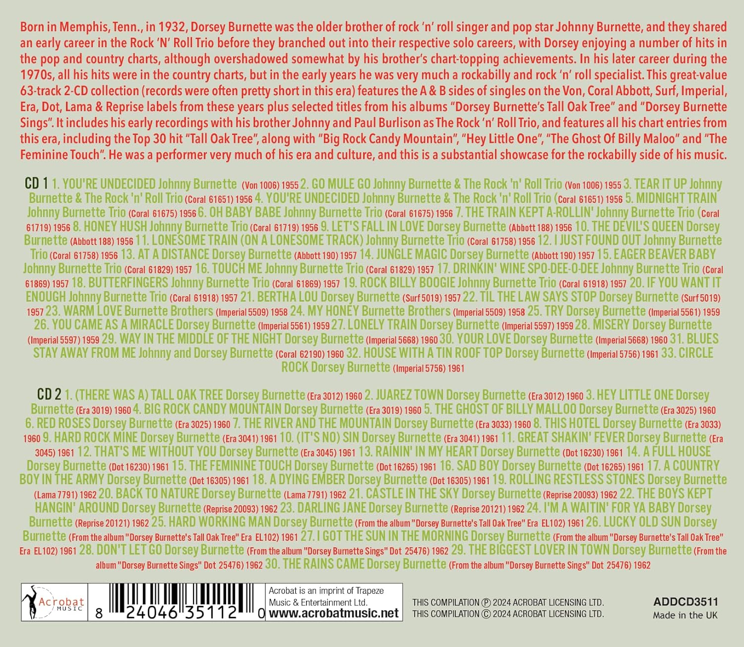 The Rockabilly Years - The Singles & Albums Collection 1955-62