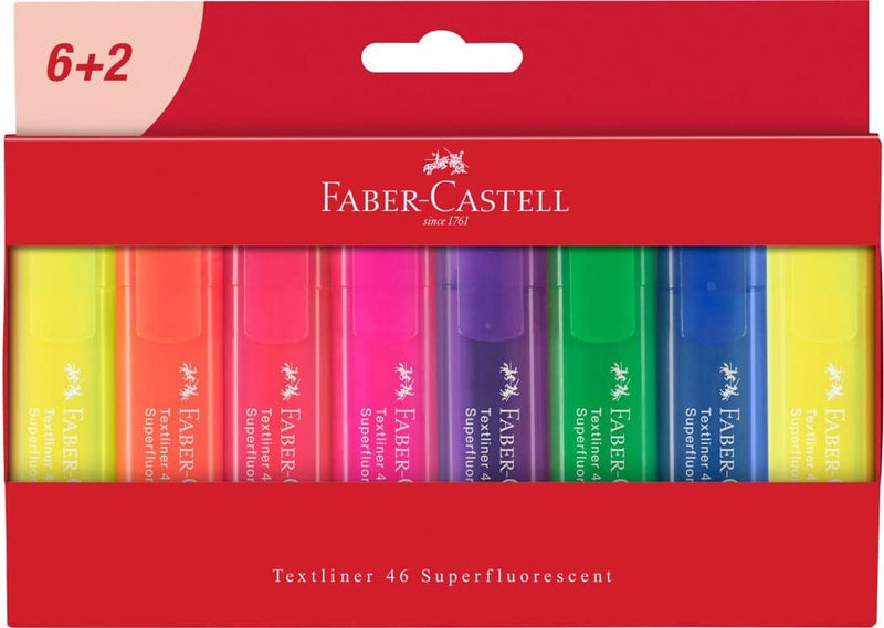 Faber-Castell 254667 Textmarker Textliner 1546, 8-ply wallet case, 8 pens 8 count (Pack of 1) 1546 Neon Standard packaging