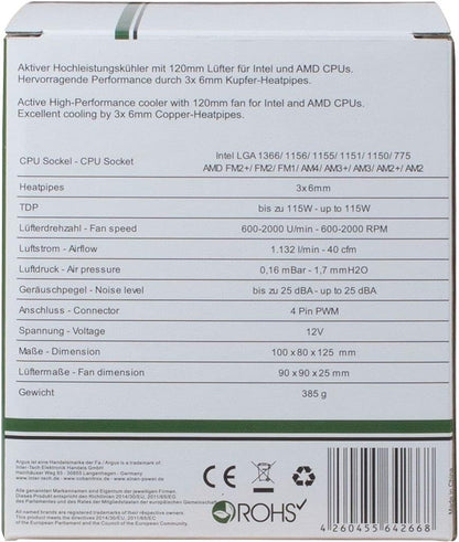Inter-Tech Argus SU-200 Processor Cooler - LGA 1150, LGA 1151, LGA 1155 (Socket H2), LGA 1156 (Socket H),AMD A