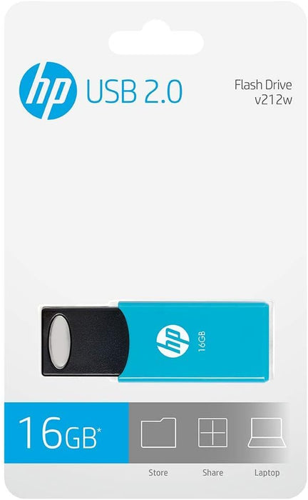HP v212w USB 2.0 Flash Drive - Blue - 16GB 16GB Pack of 1 Blue