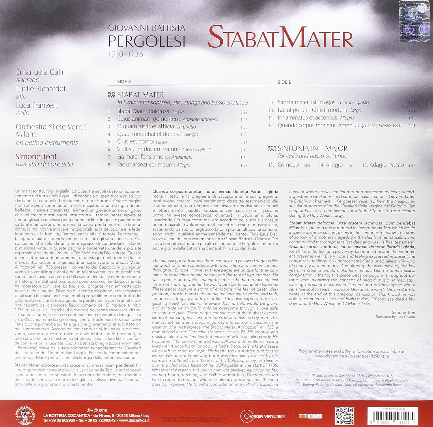 Stabat Mater, Sinfonia in Fa Maggiore (Per Violoncello E Basso Continuo)