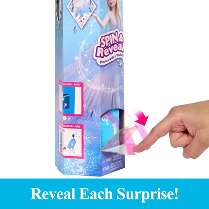 Mattel Disney Frozen Elsa Spin And Reveal Muñeca princesa que revela sorpresas y accesorios, juguete +3 años (HTG25