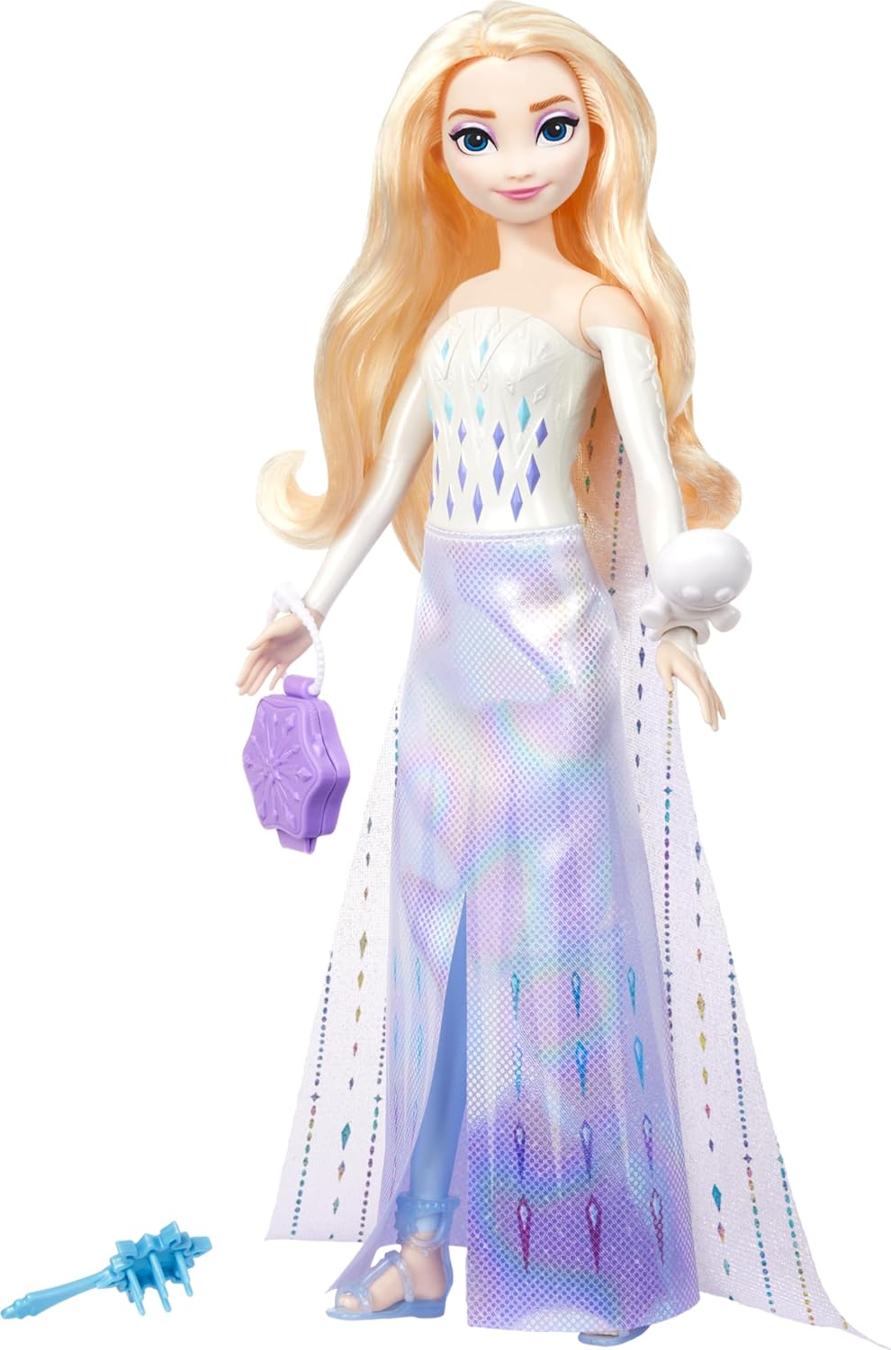 Mattel Disney Frozen Elsa Spin And Reveal Muñeca princesa que revela sorpresas y accesorios, juguete +3 años (HTG25