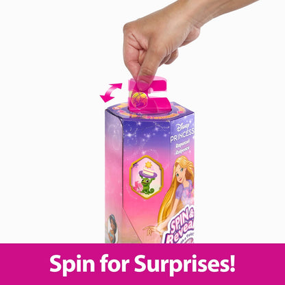 Mattel Disney Princess Rapunzel Fashion Doll Set, Spin & Reveal with 11 Surprises Including 5 Accessories, 5 Stickers & Play Scene, Inspired by Movie, HTV86