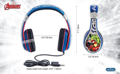 eKids Marvel Avengers Assemble Kid friendly cuffie volume ridotto con Iron Man Hulk Capitan America e Thor Graphics - Gli stili possono variare