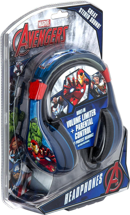 eKids Marvel Avengers Assemble Kid friendly cuffie volume ridotto con Iron Man Hulk Capitan America e Thor Graphics - Gli stili possono variare