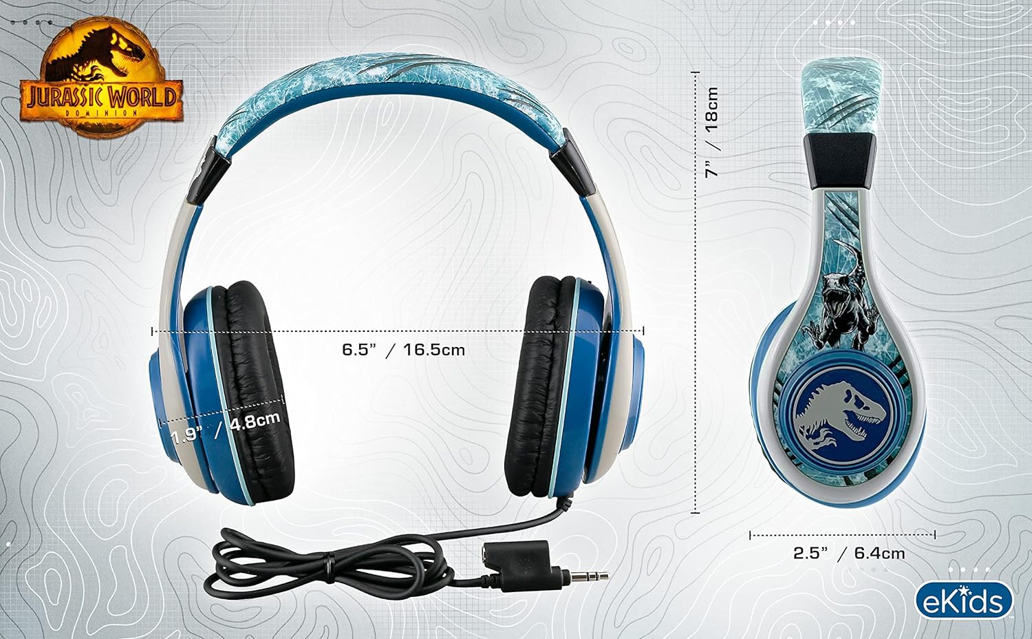 Ekids - Disney Jurassic Park Youth Headphones For Kids With Volume Control To Protect Hearing