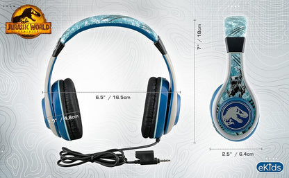 Ekids - Disney Jurassic Park Youth Headphones For Kids With Volume Control To Protect Hearing