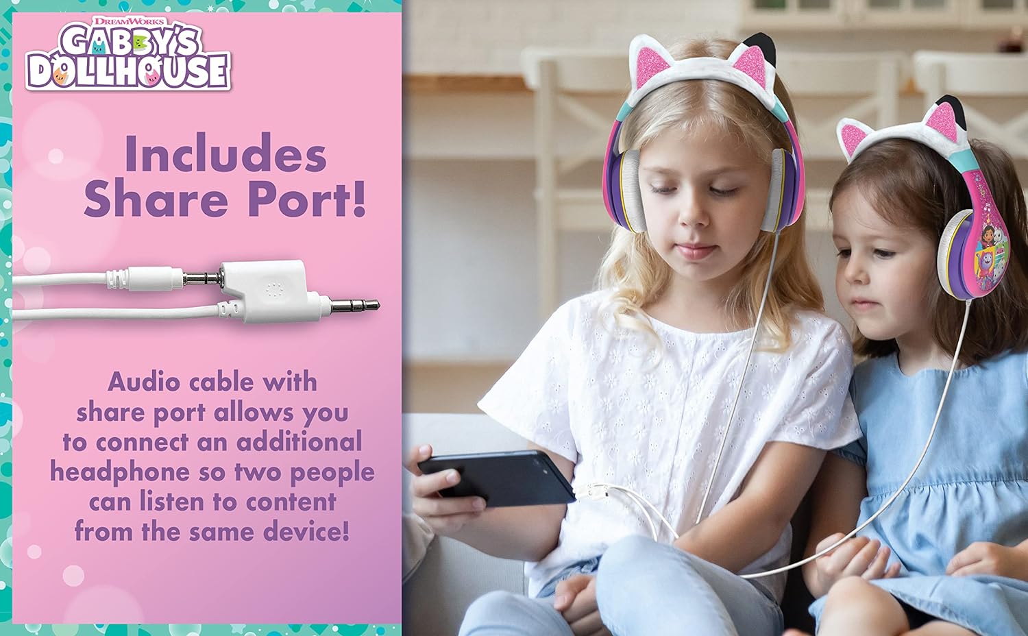 Ekids - Disney Gabbys Dollhouse Youth Headphones For Kids With Volume Control To Protect Hearing