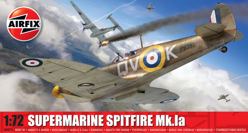 Airfix A01071C Classic Set-A01071C Supermarine Spitfire Mk.Ia Building Plastic Plane Kits for Adults & Children Aged 8+, Set Includes Sprues & Decals-1:72 Scale Model