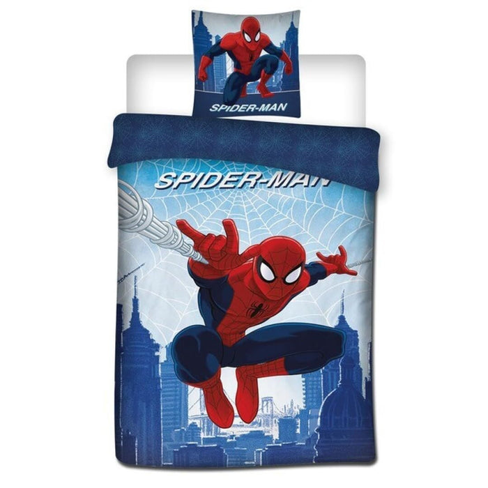 Spiderman Web Single Bedding Set, Duvet Cover 140 x 200 cm + Pillowcase 65 x 65 cm, Polycotton