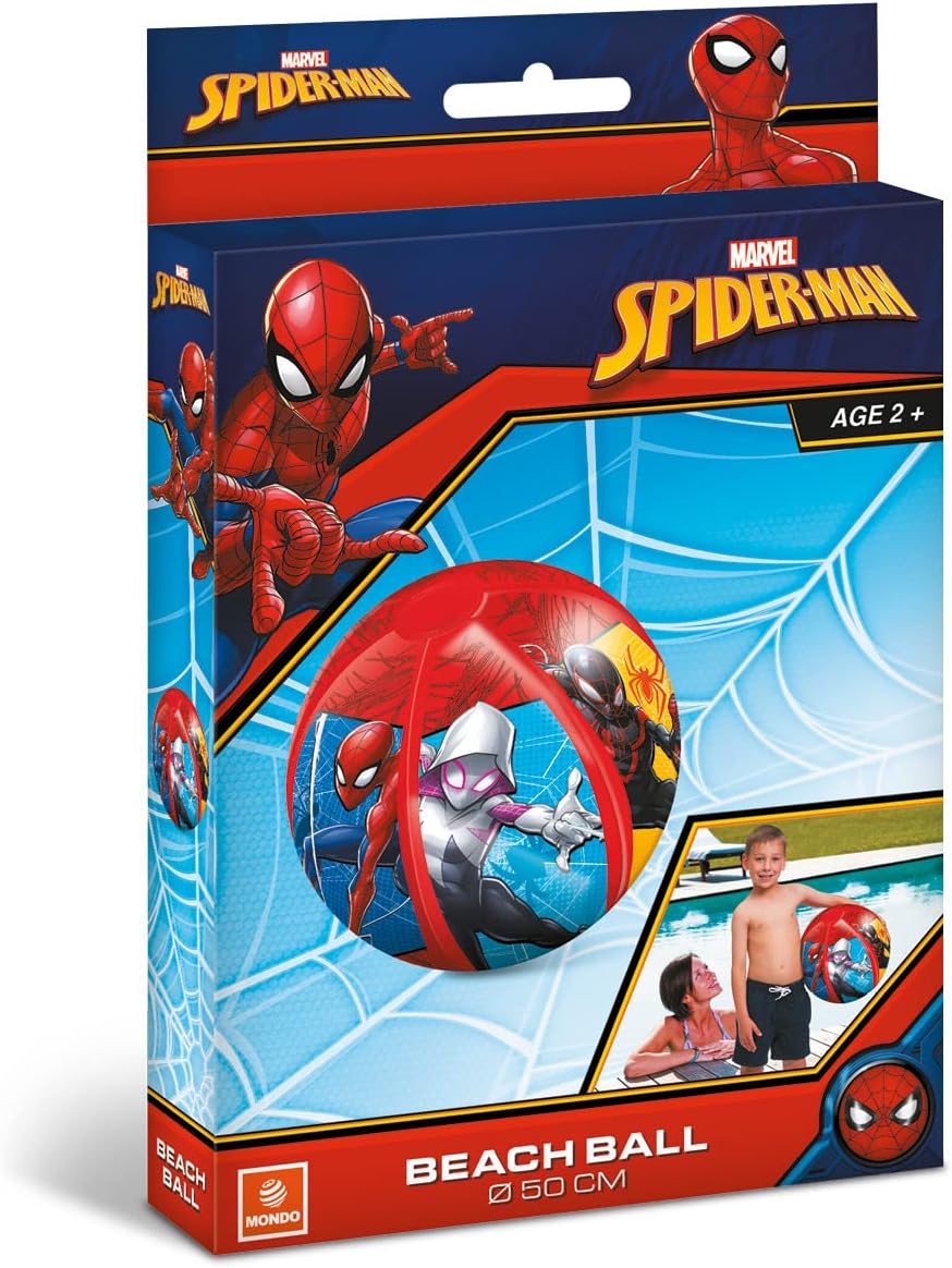 Mondo Toys - Spiderman Beach Ball - Colorful Beach Ball - Inflatable - Ideal for playing in the water - Suitable for Kids/Teens/Adults - 50 cm Diameter - 16929