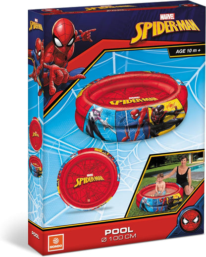 Mondo Toys Spiderman Opblaasbaar zwembad met 2 ringen, voor kinderen, 2 ringen, diameter 100 cm, 10 maanden, 16931