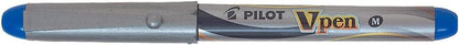 Pilot VPen Disposable Fountain Pen Silver Barrel 0.58 mm Tip - Blue, Single Pen