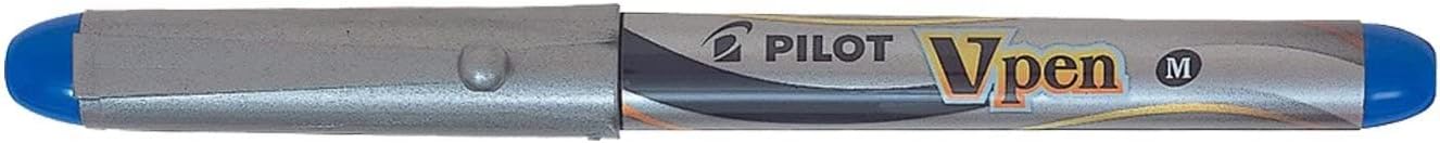Pilot VPen Disposable Fountain Pen Silver Barrel 0.58 mm Tip - Blue, Single Pen