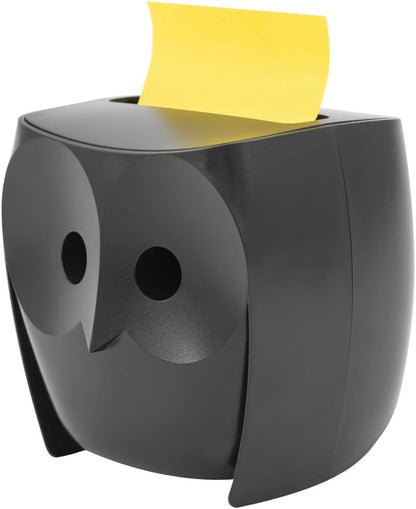 Post-it Z-Notes Dispenser Owl Black + Post-it Super Sticky Z-Notes - 1 Dispenser, 2 Pads (90 Sheets), 76 mm x 76 mm - For Convenient One-Hand Dispensing on Your Desk