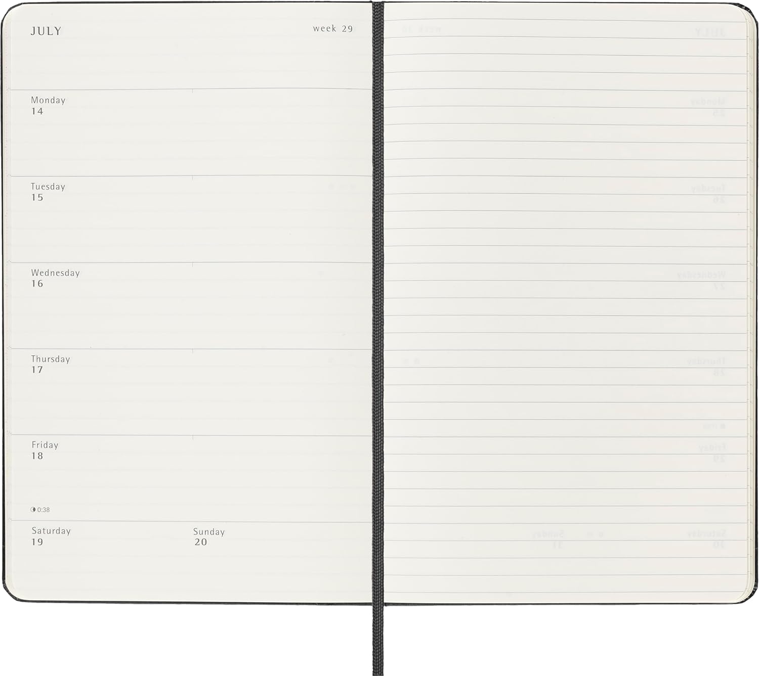 Moleskine Weekly Planner, Weekly Agenda with Space for Notes 12 Months 2025, Hard Cover and Elastic Closure, Black Color, Large Format 13x21