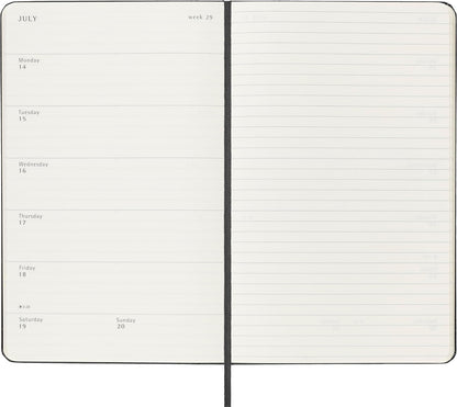 Moleskine Weekly Planner, Weekly Agenda with Space for Notes 12 Months 2025, Hard Cover and Elastic Closure, Black Color, Large Format 13x21