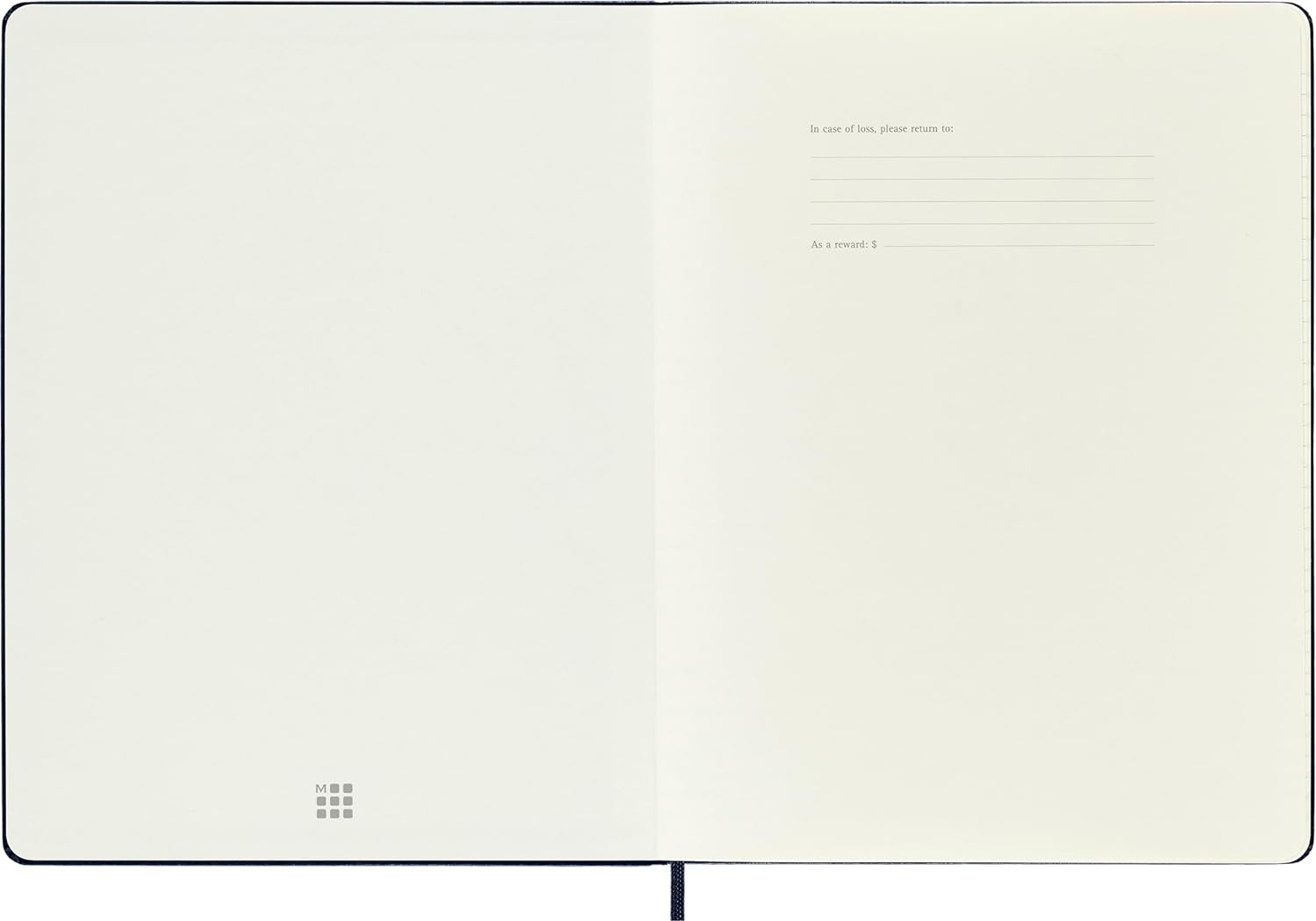 Moleskine Weekly Planner, Weekly Agenda with Space for Notes 12 Months 2025, Hard Cover and Elastic Closure, Sapphire Blue Color, Extra Large Format 19x25 cm
