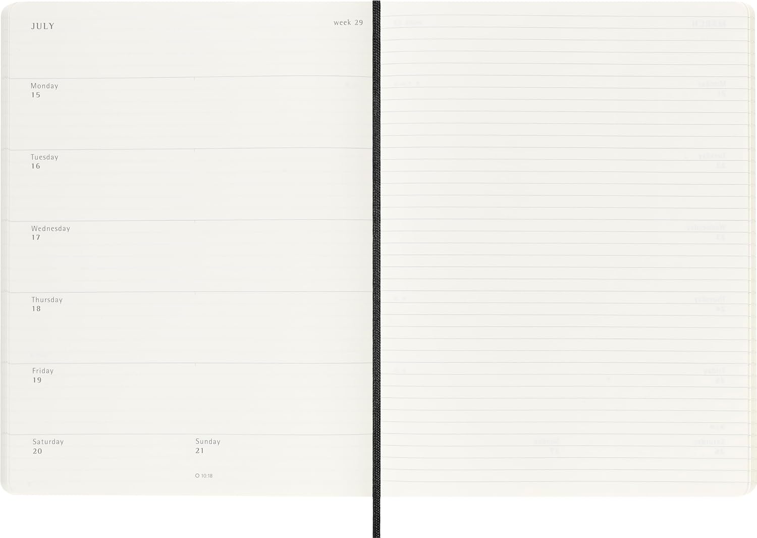 Moleskine Weekly Planner, Weekly Agenda with Space for Notes 12 Months 2025, Soft Cover and Elastic Closure, Black Color, Extra Large Format 19x25 cm