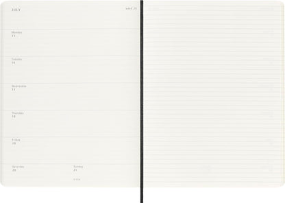 Moleskine Weekly Planner, Weekly Agenda with Space for Notes 12 Months 2025, Soft Cover and Elastic Closure, Black Color, Extra Large Format 19x25 cm