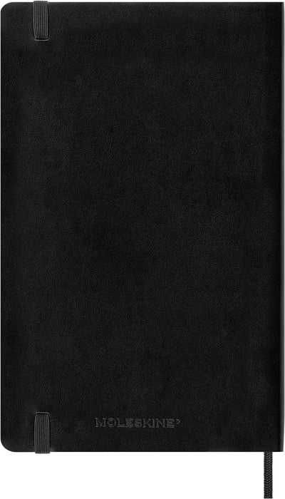 Moleskine Weekly Planner, Horizontal 12-Month Agenda 2025, Soft Cover and Elastic Closure, BlackColor, LargeFormat 13x21 cm