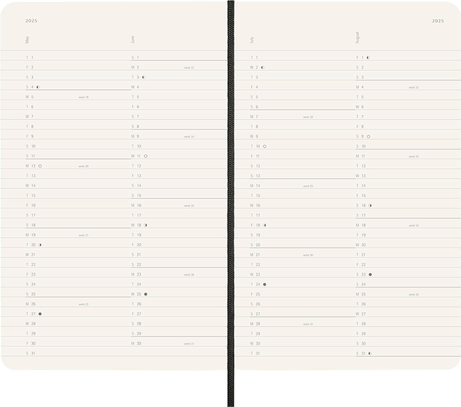 Moleskine Monthly Planner, 12-Month Agenda 2025, Soft Cover and Elastic Closure, Black Color, Large Format 13x21 cm