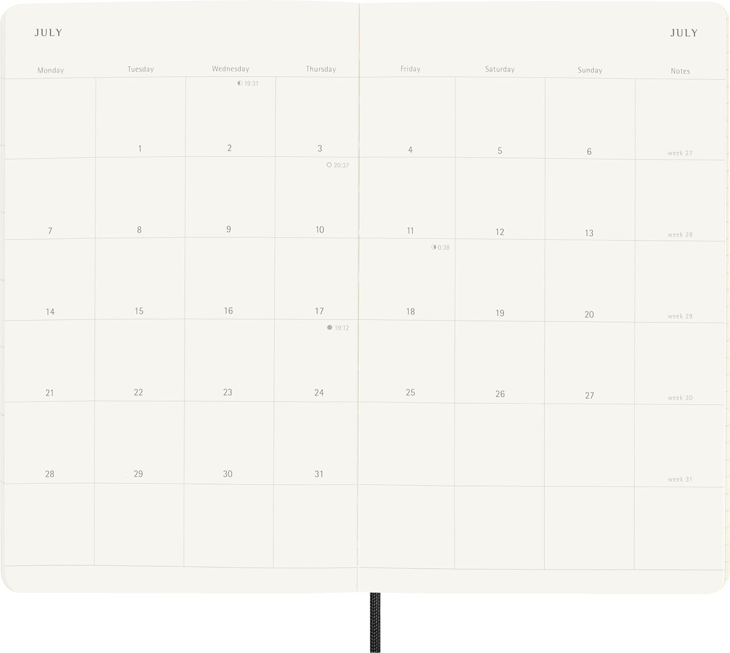 Moleskine Monthly Planner, 12-Month Agenda 2025, Soft Cover and Elastic Closure, Black Color, Large Format 13x21 cm