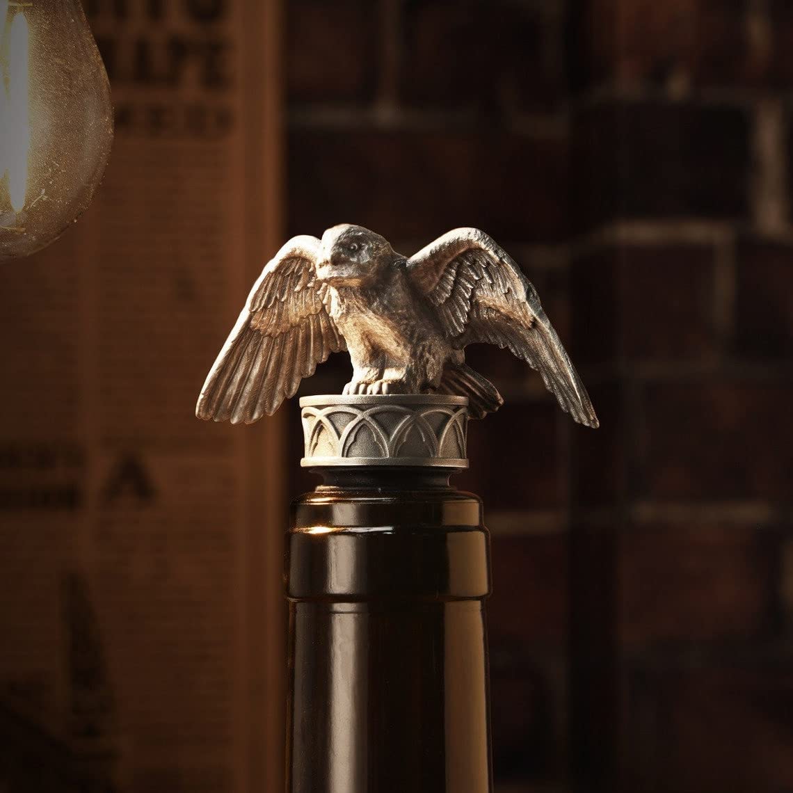 Royal Selangor Pewter Hedwig Wine Stopper - Harry Potter Collection Reusable Silicone Bottle Plug/Cork/Preserver Gift for Christmas
