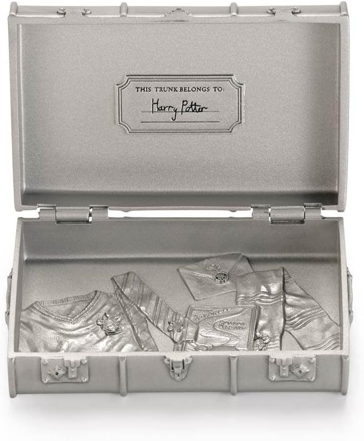 Royal Selangor Pewter Harry's School Trunk - Harry Potter Collection Mini Container/Holder/Case/Box for Keepsakes, Jewelry, Gift for Christmas