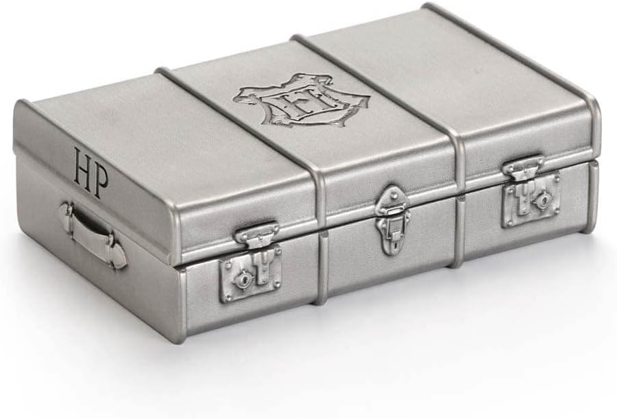 Royal Selangor Pewter Harry's School Trunk - Harry Potter Collection Mini Container/Holder/Case/Box for Keepsakes, Jewelry, Gift for Christmas