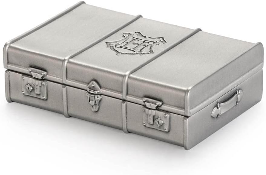 Royal Selangor Pewter Harry's School Trunk - Harry Potter Collection Mini Container/Holder/Case/Box for Keepsakes, Jewelry, Gift for Christmas