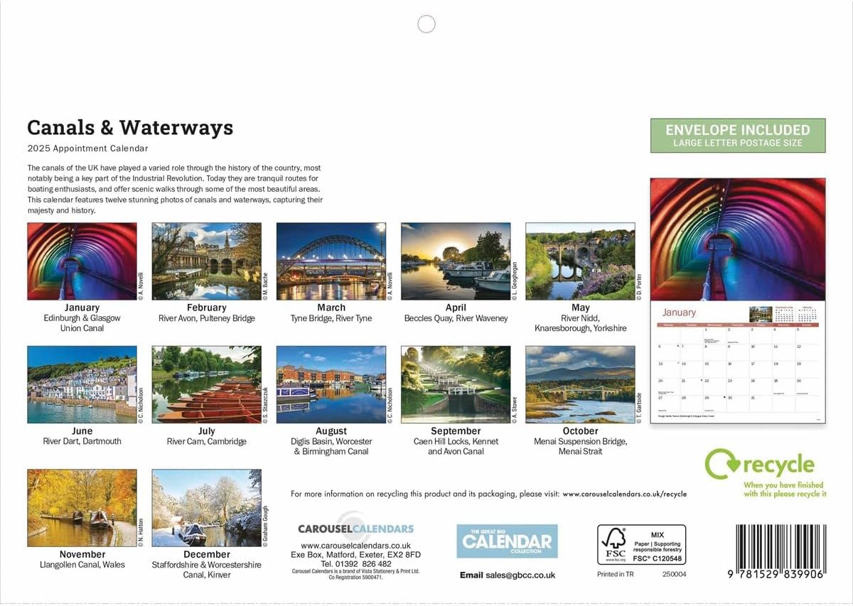 Canals & Waterways A4 Calendar 2025 (PFP)