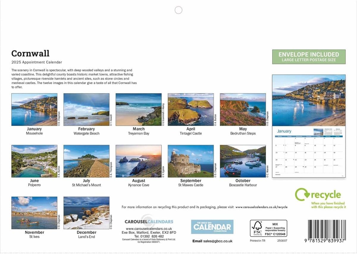 Cornwall A4 Calendar 2025 (PFP)