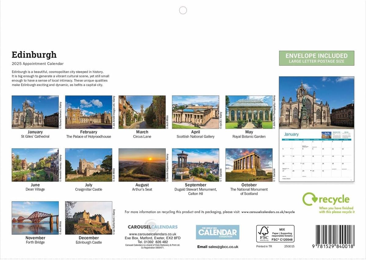 Edinburgh A4 Calendar 2025 (PFP)