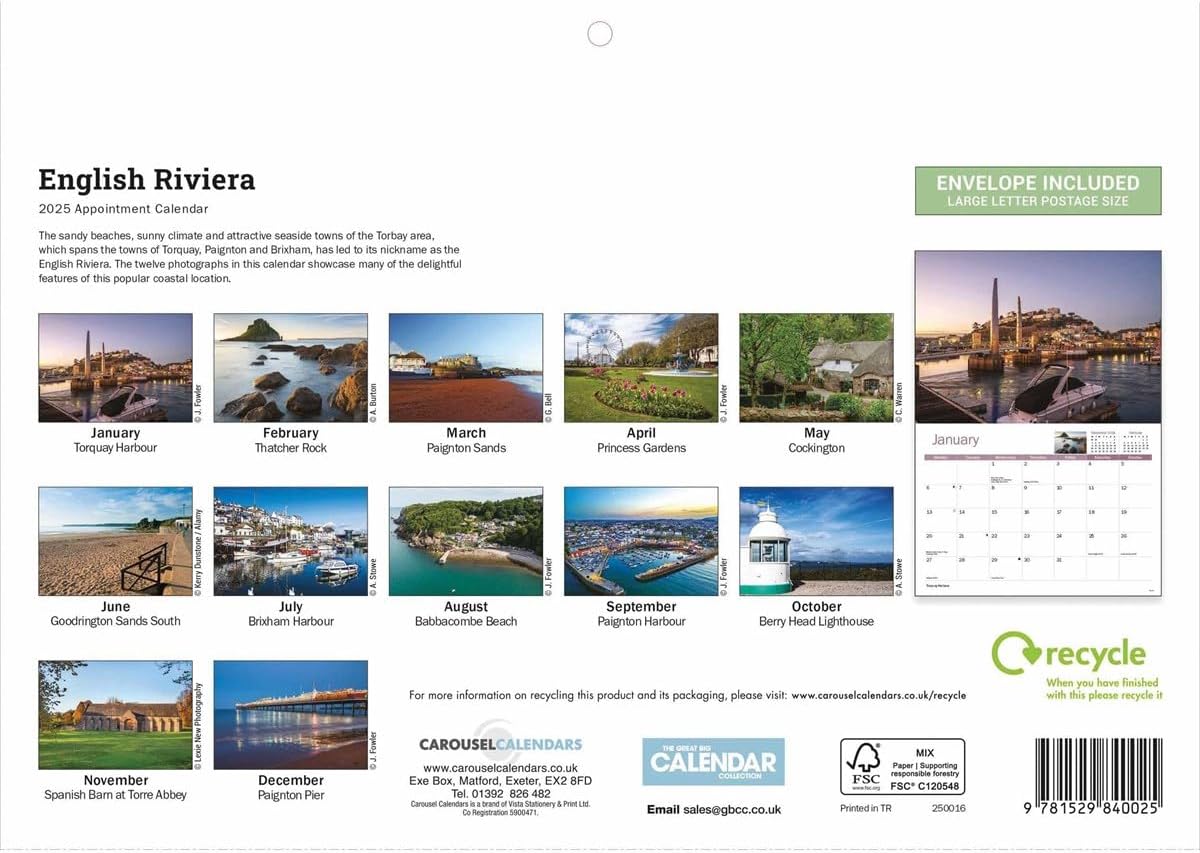 English Riviera A4 Calendar 2025 (PFP)