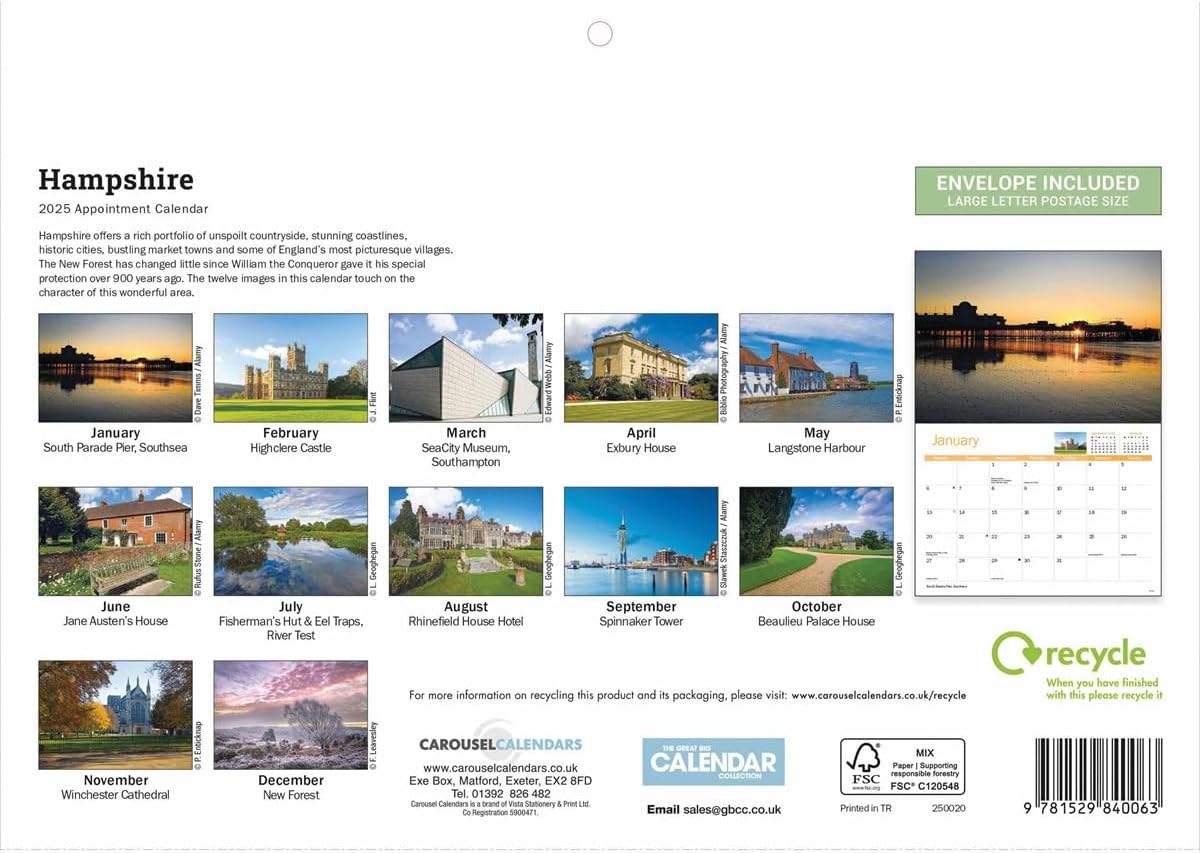 Hampshire A4 Calendar 2025 (PFP)