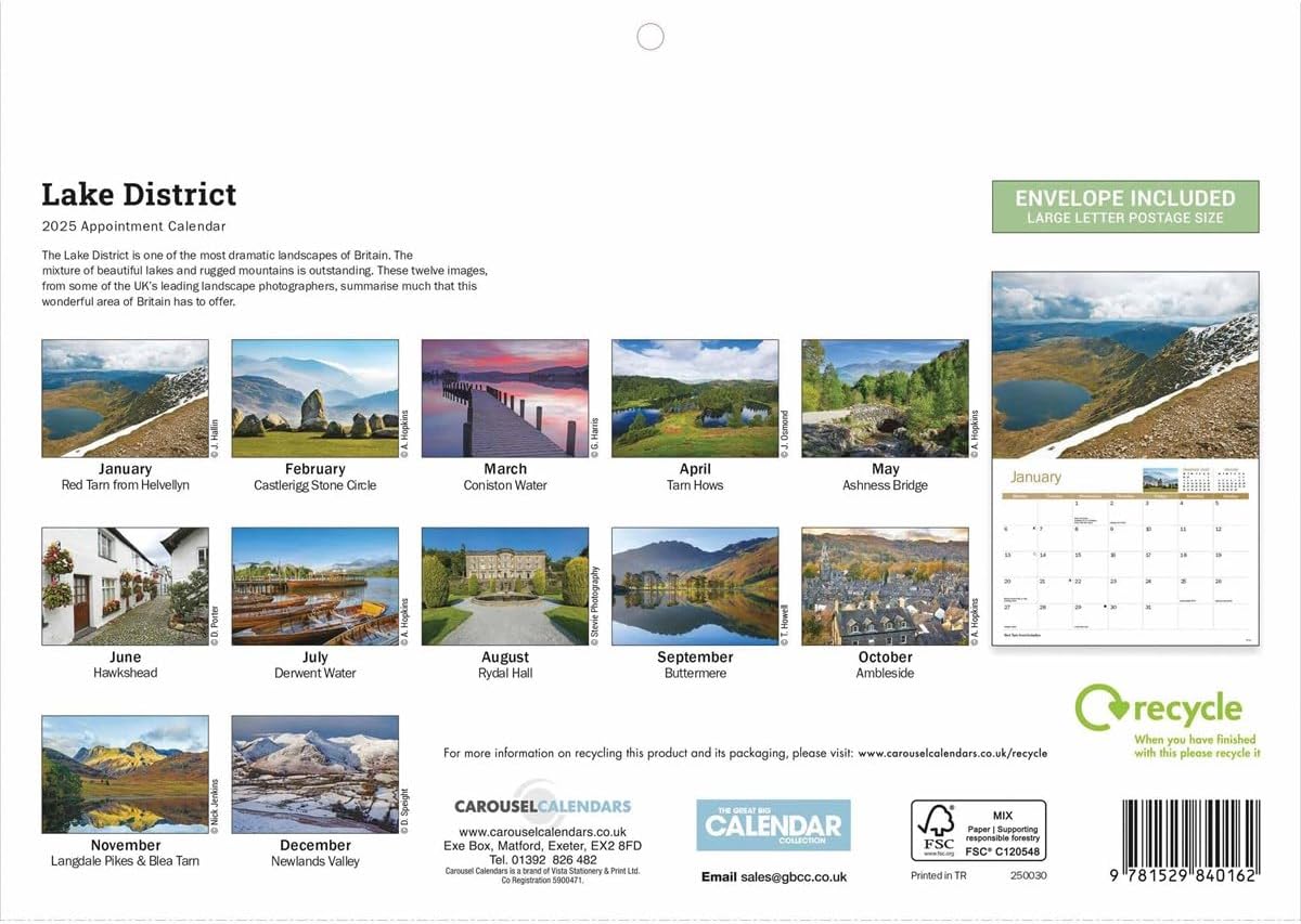 Lake District A4 Calendar 2025 (PFP)