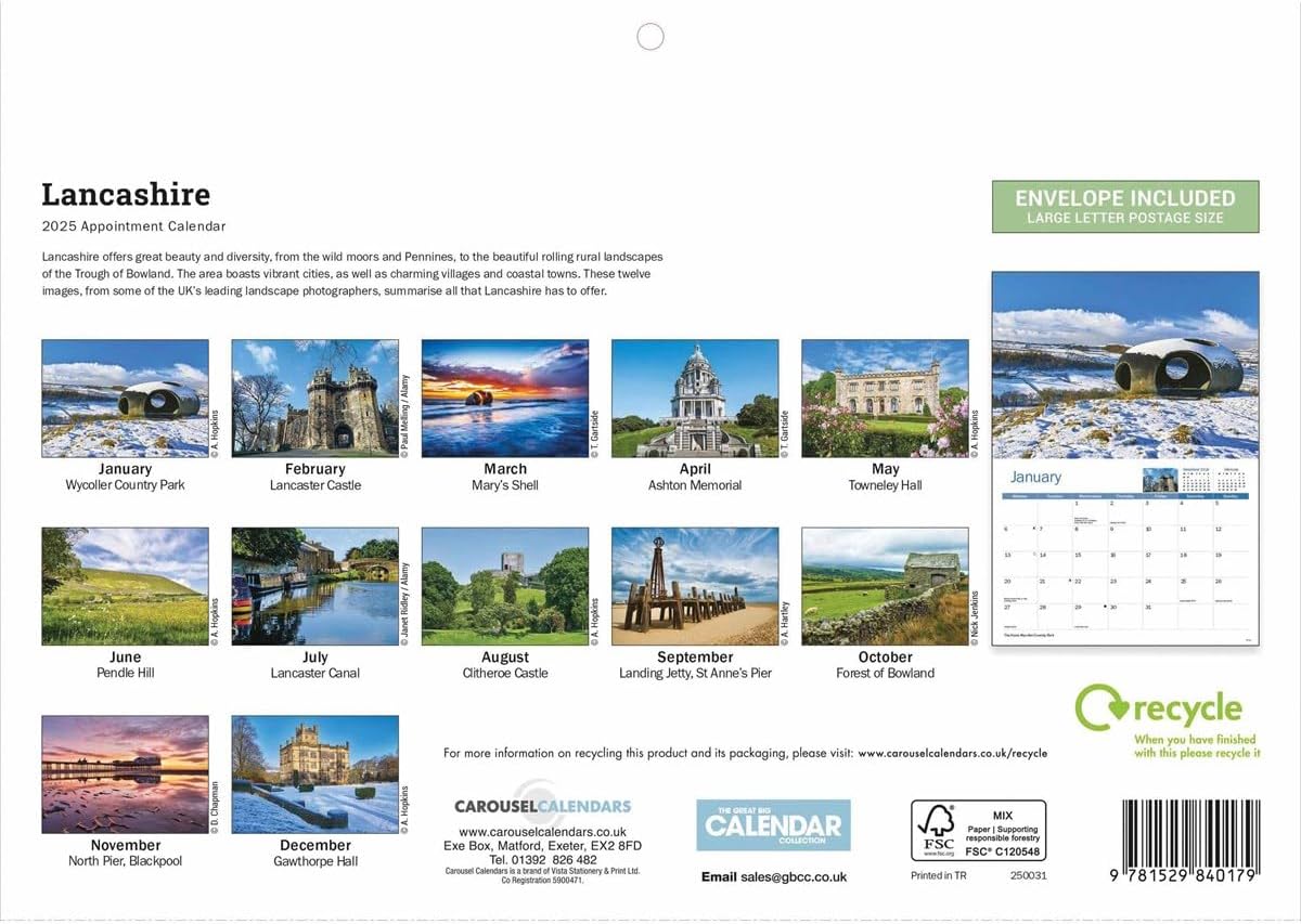 Lancashire A4 Calendar 2025 (PFP)